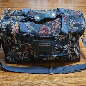 Vintage Pierre Cardin Floral Tapestry Overnight Bag Cottage-Core Carry-On